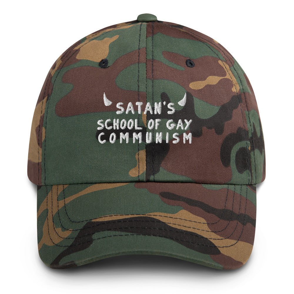 Satan's School of Gay Communism (light font) hat