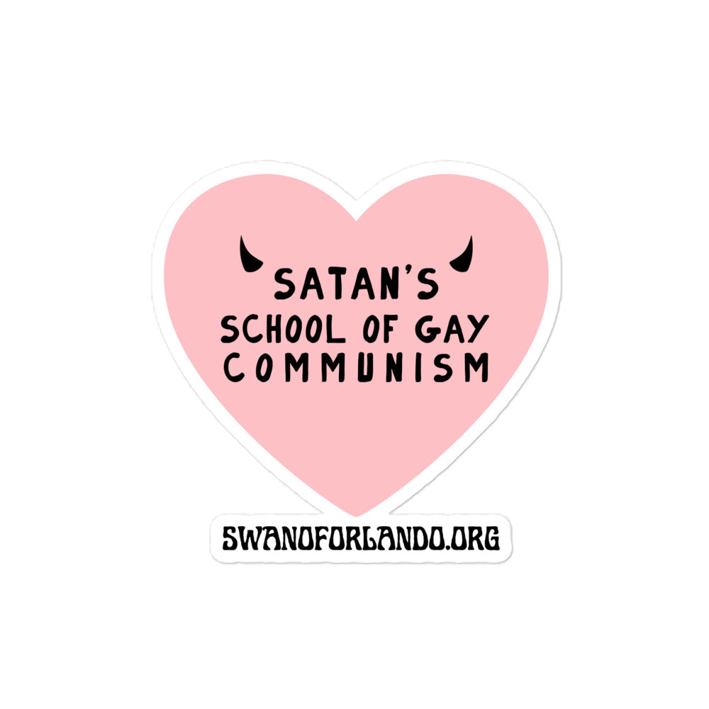 Satan's School of Gay Communism Bubble-free sticker (Pink)