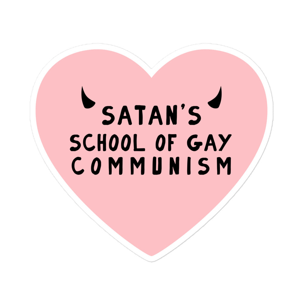 Satan's School of Gay Communism Bubble-free sticker (Pink)