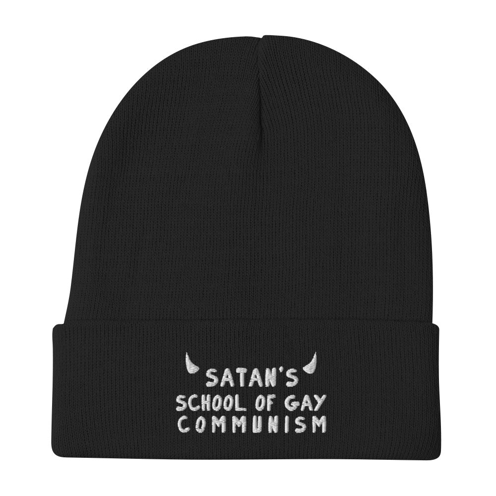 Satan's School of Gay Communism Embroidered Beanie