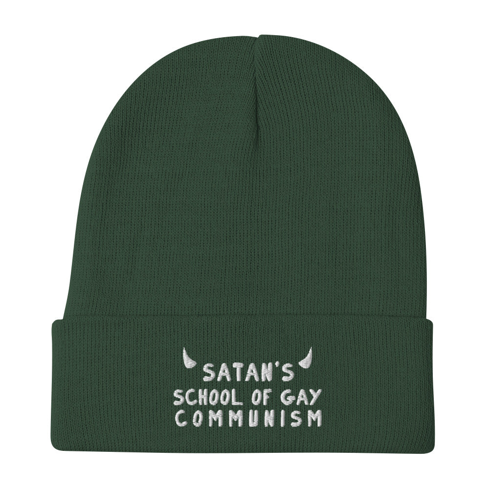 Satan's School of Gay Communism Embroidered Beanie