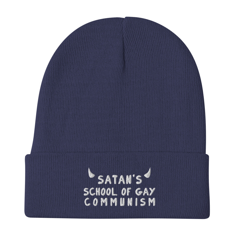 Satan's School of Gay Communism Embroidered Beanie