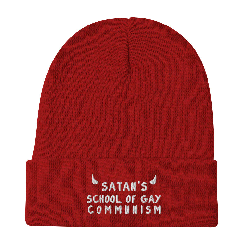 Satan's School of Gay Communism Embroidered Beanie