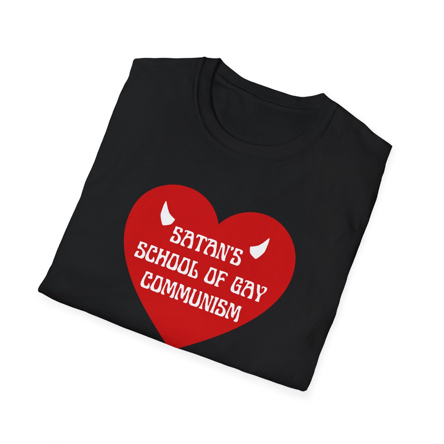 "Satan's School of Gay Communism" Red Heart Graphic T-Shirt