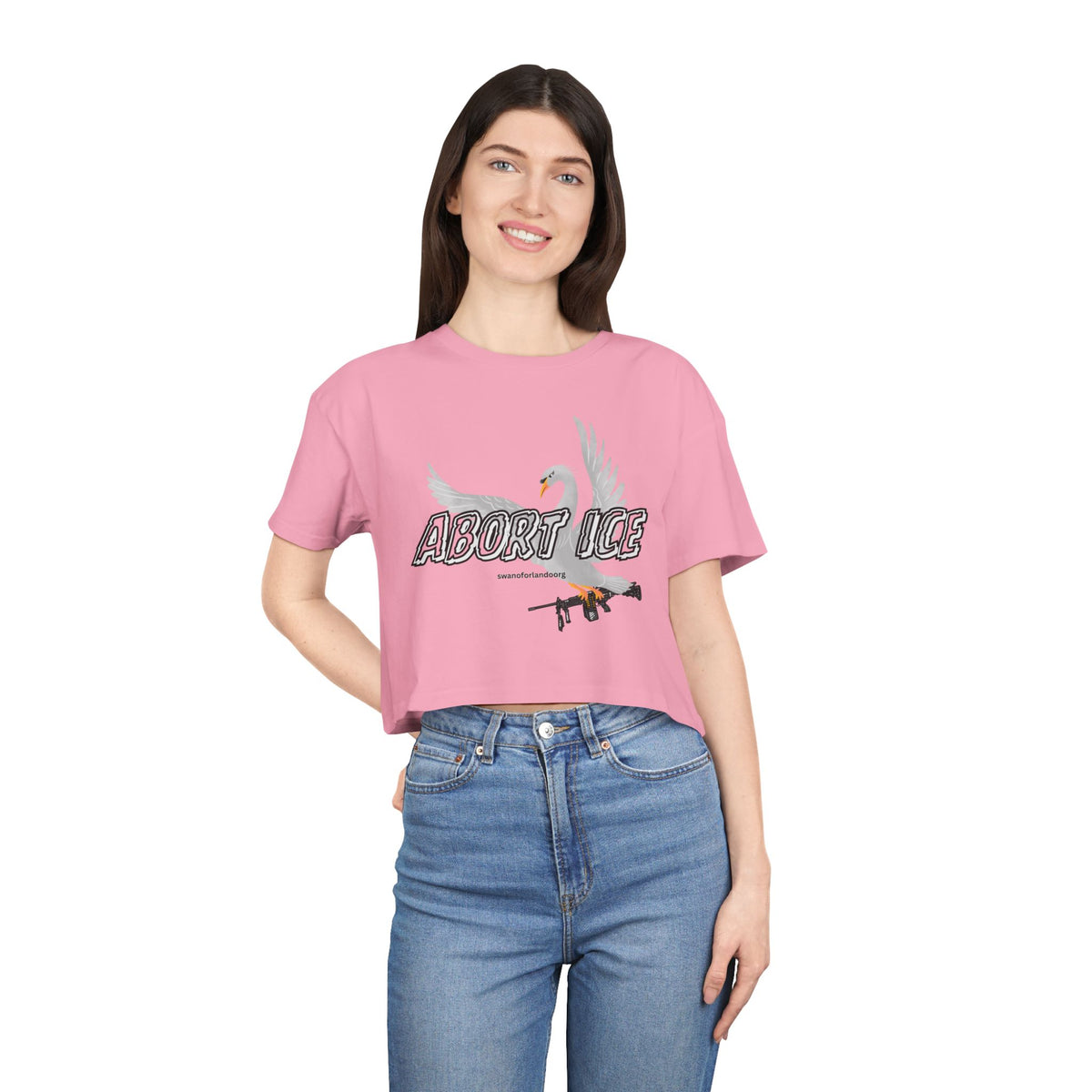 Crop Tee — “Abort ICE” Feminist Graphic Crop Top