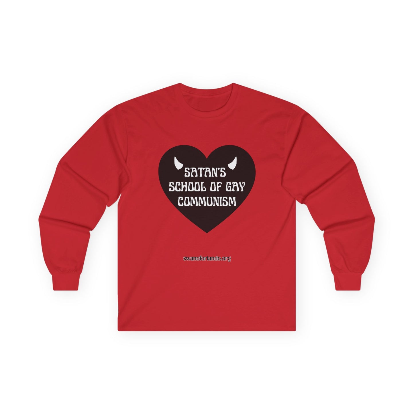 Long Sleeve Tee — "Satan's School of Gay Communism" Black Heart