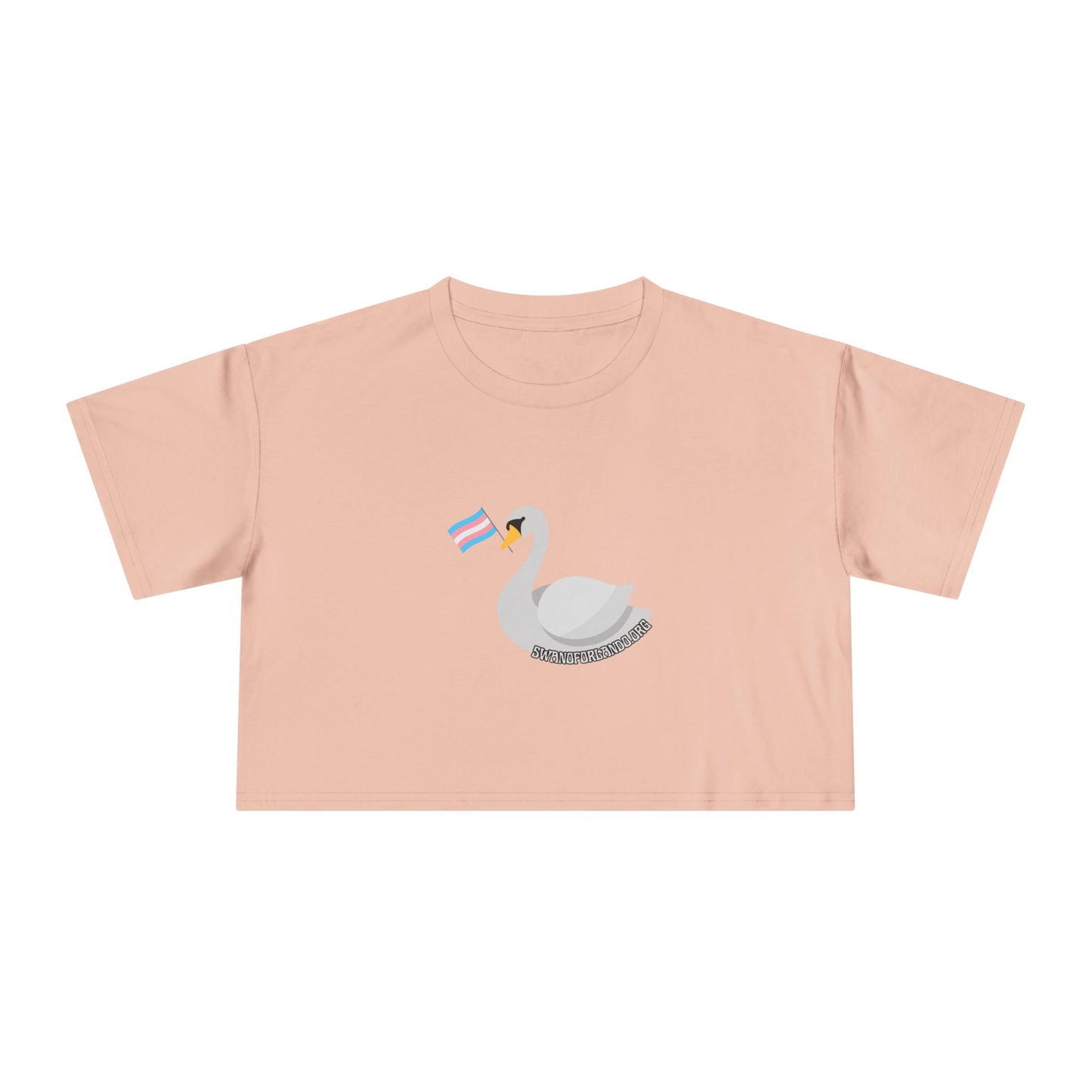 Crop Tee — “Trans Pride Swan” Feminist Graphic Crop Top