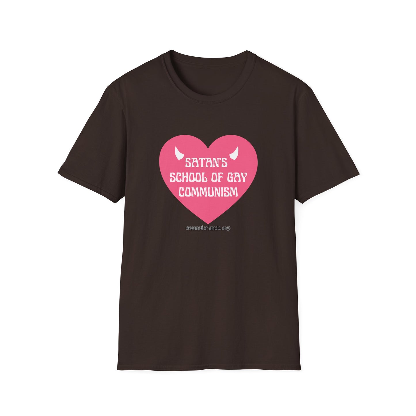 "Satan's School of Gay Communism" Pink Heart Graphic T-Shirt