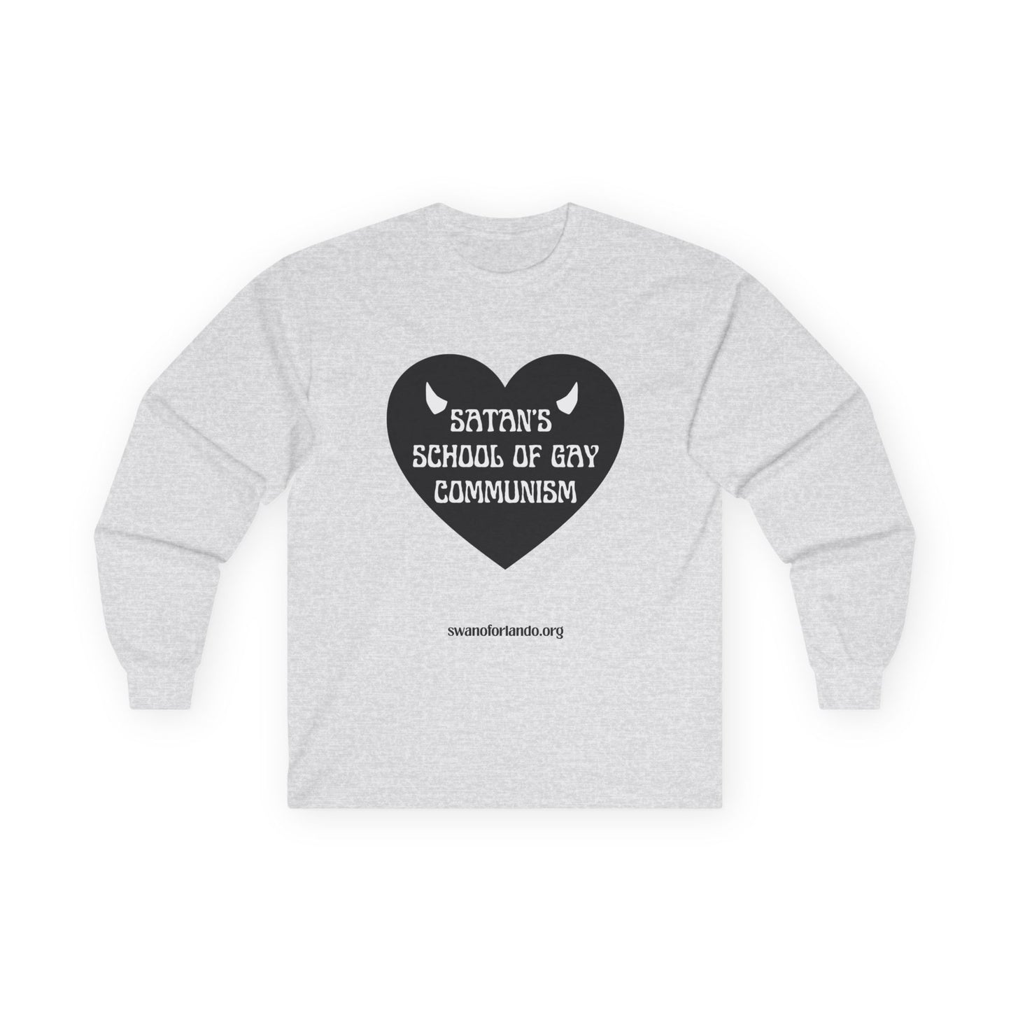 Long Sleeve Tee — "Satan's School of Gay Communism" Black Heart
