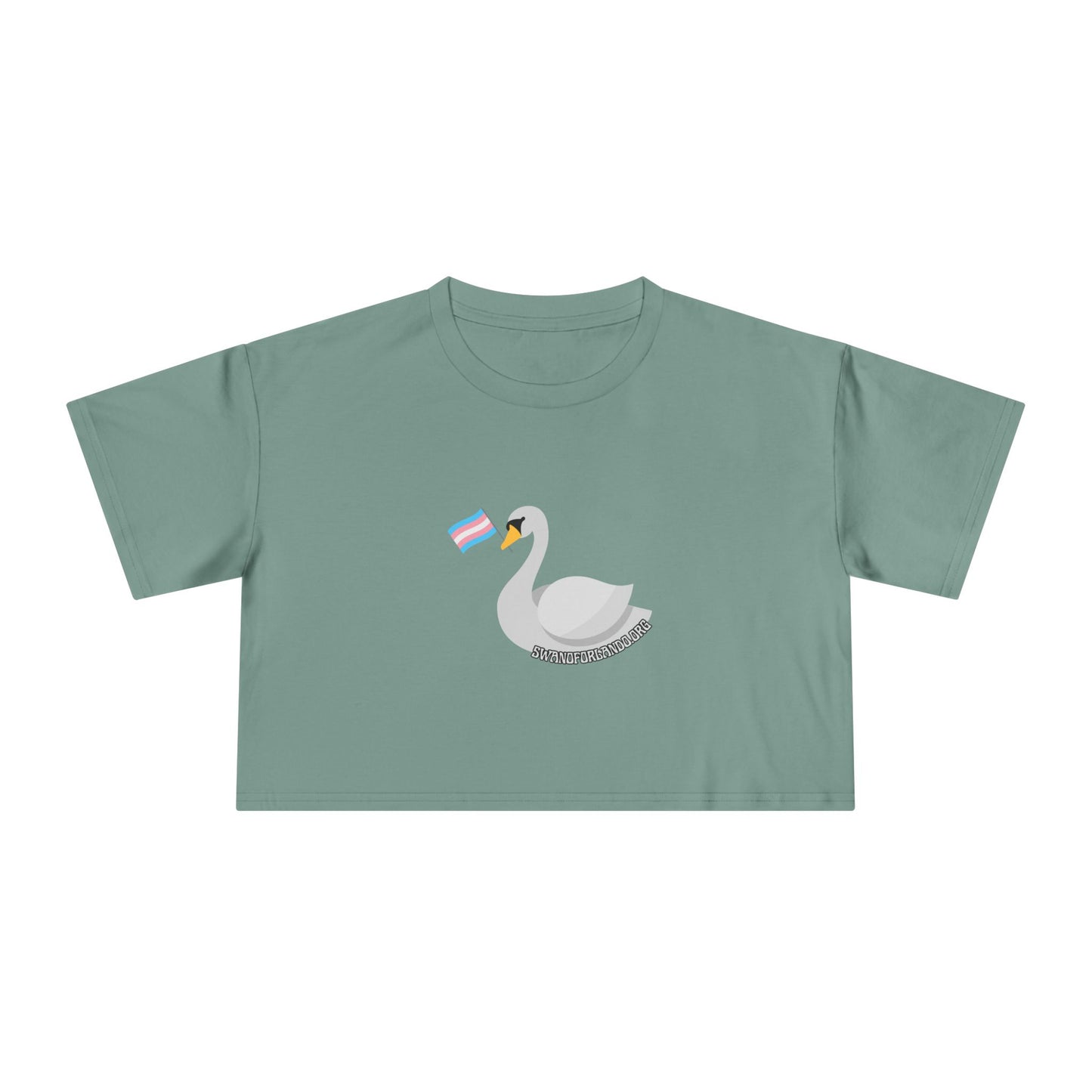 Crop Tee — “Trans Pride Swan” Feminist Graphic Crop Top