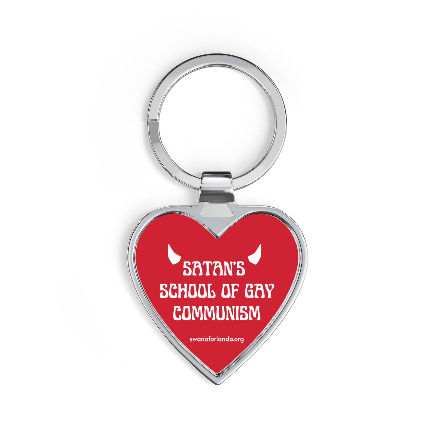 Red Heart Keychain — "Satan’s School of Gay Communism"