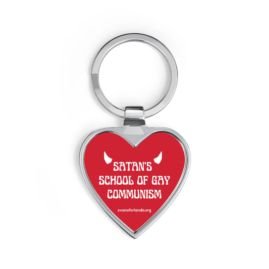 Red Heart Keychain — "Satan’s School of Gay Communism"
