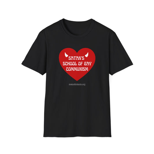 "Satan's School of Gay Communism" Red Heart Graphic T-Shirt