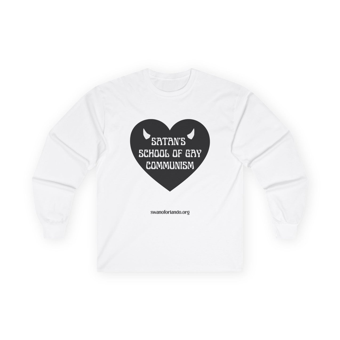 Long Sleeve Tee — "Satan's School of Gay Communism" Black Heart