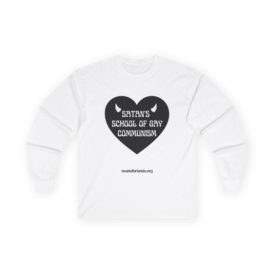 Long Sleeve Tee — "Satan's School of Gay Communism" Black Heart