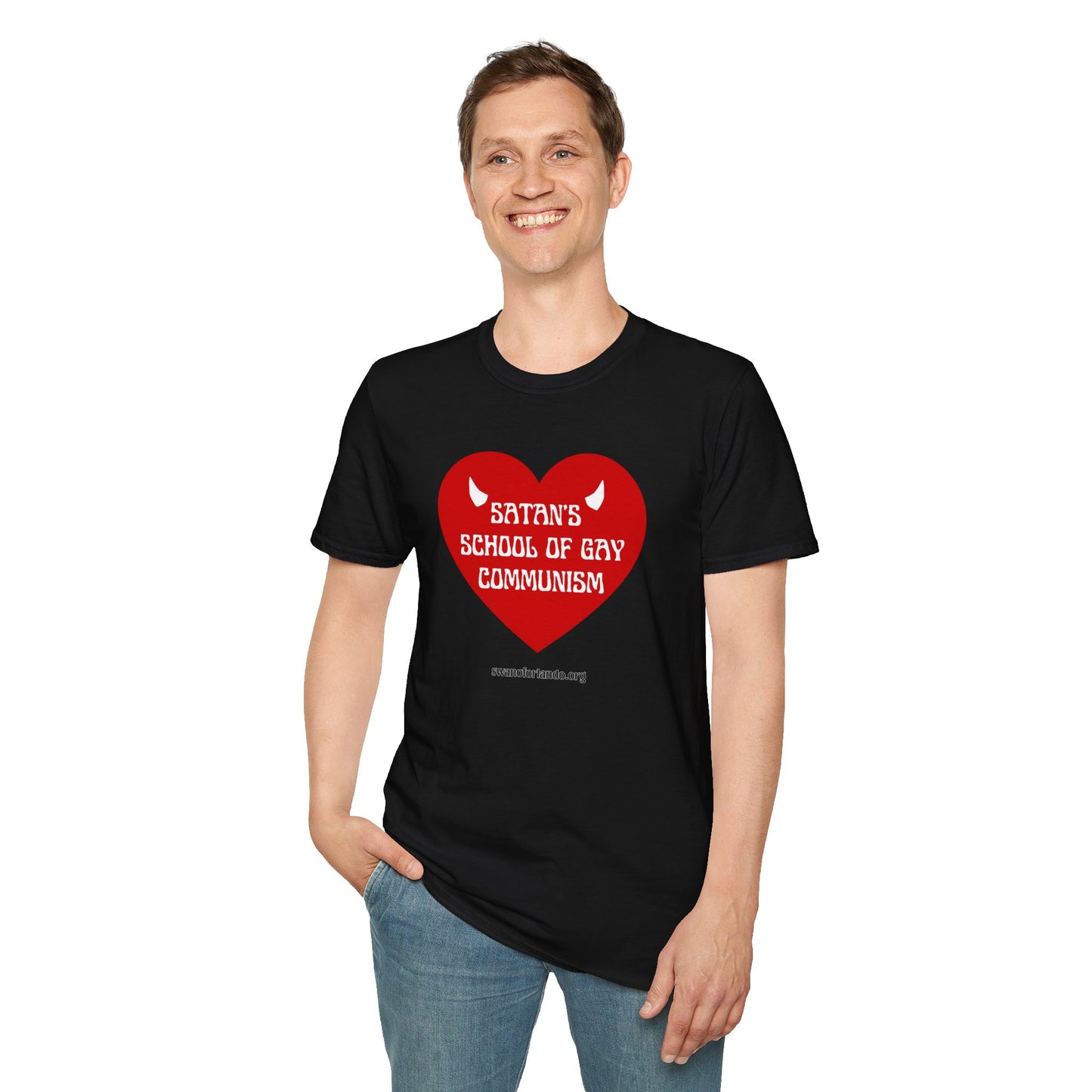 "Satan's School of Gay Communism" Red Heart Graphic T-Shirt