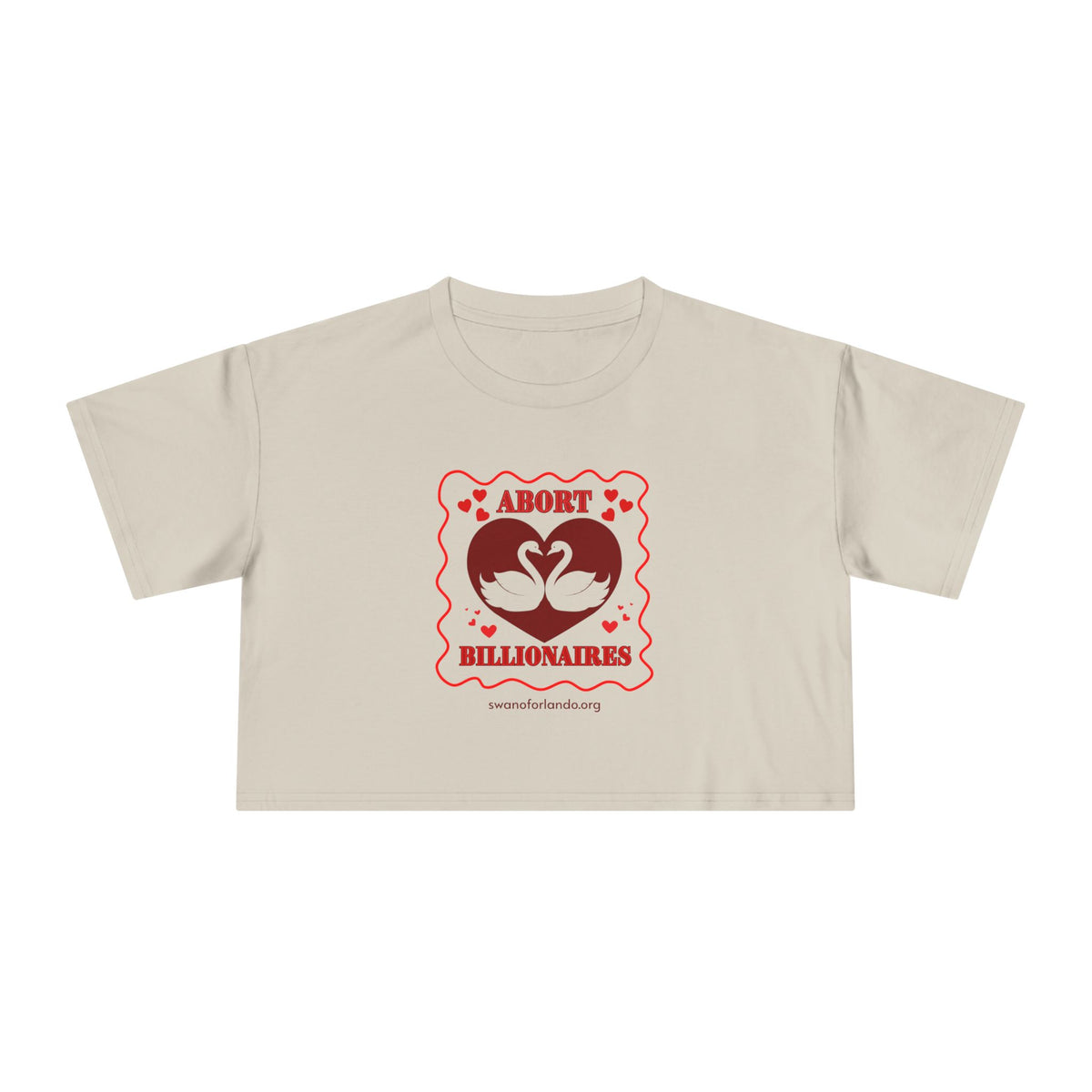 Crop Tee — “Abort Billionaires” Feminist Graphic Crop Top