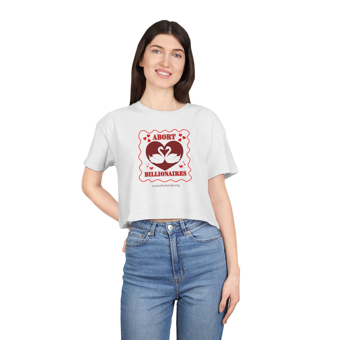 Crop Tee — “Abort Billionaires” Feminist Graphic Crop Top