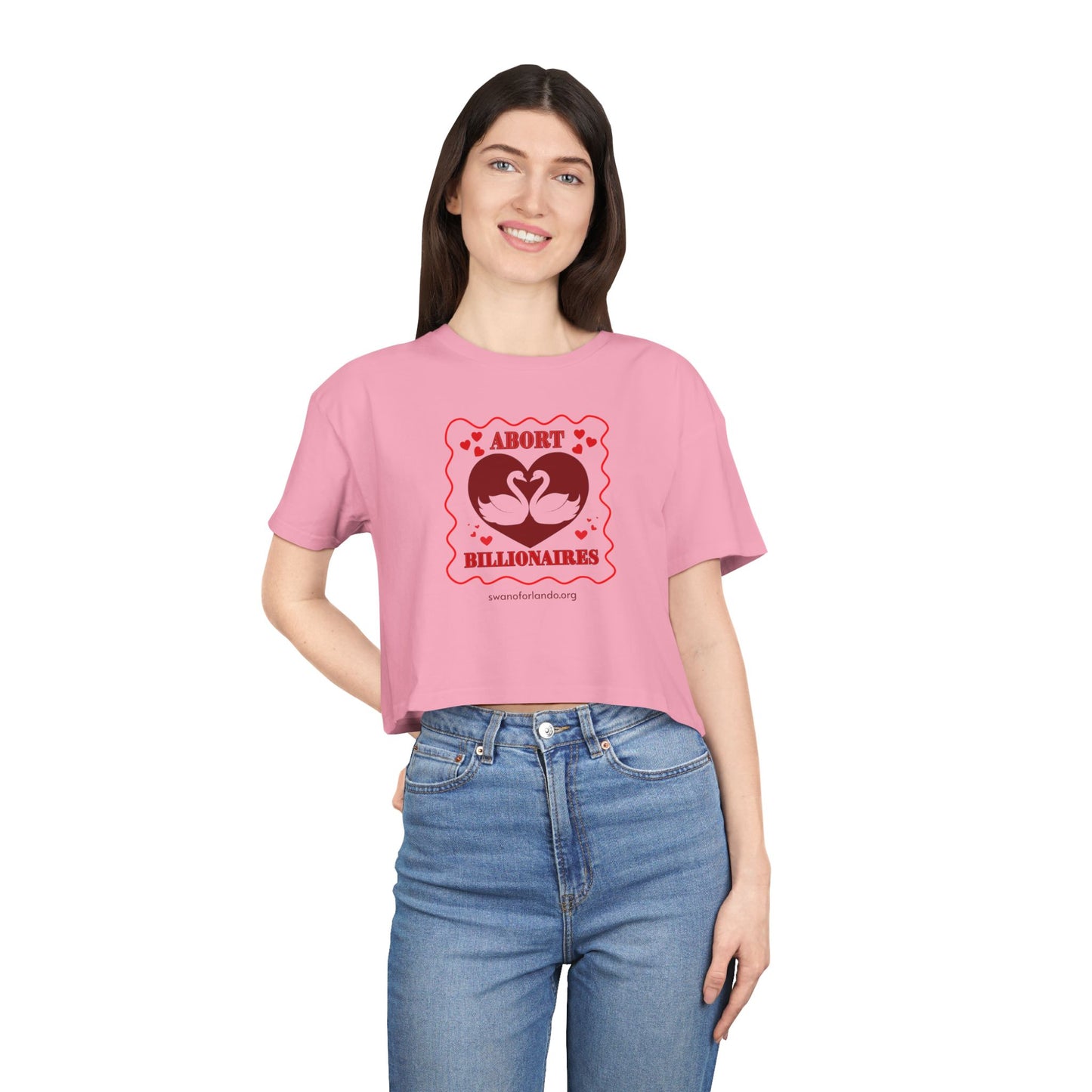Crop Tee — “Abort Billionaires” Feminist Graphic Crop Top