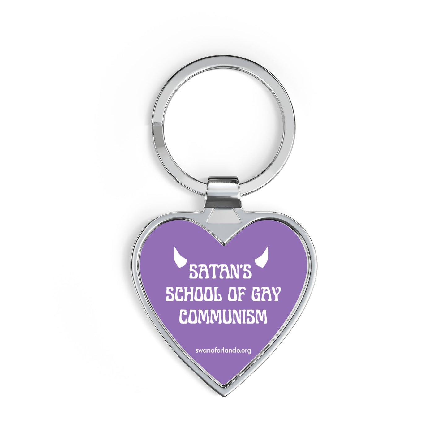 Purple Heart Keychain — "Satan's School of Gay Communism"