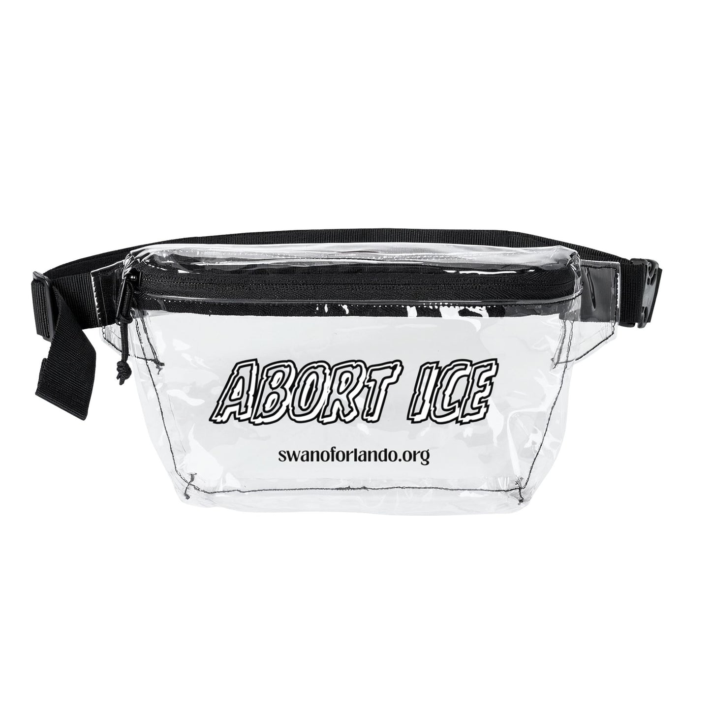 Fanny Pack — "Abort ICE" Clear & Black PVC Waist Bag