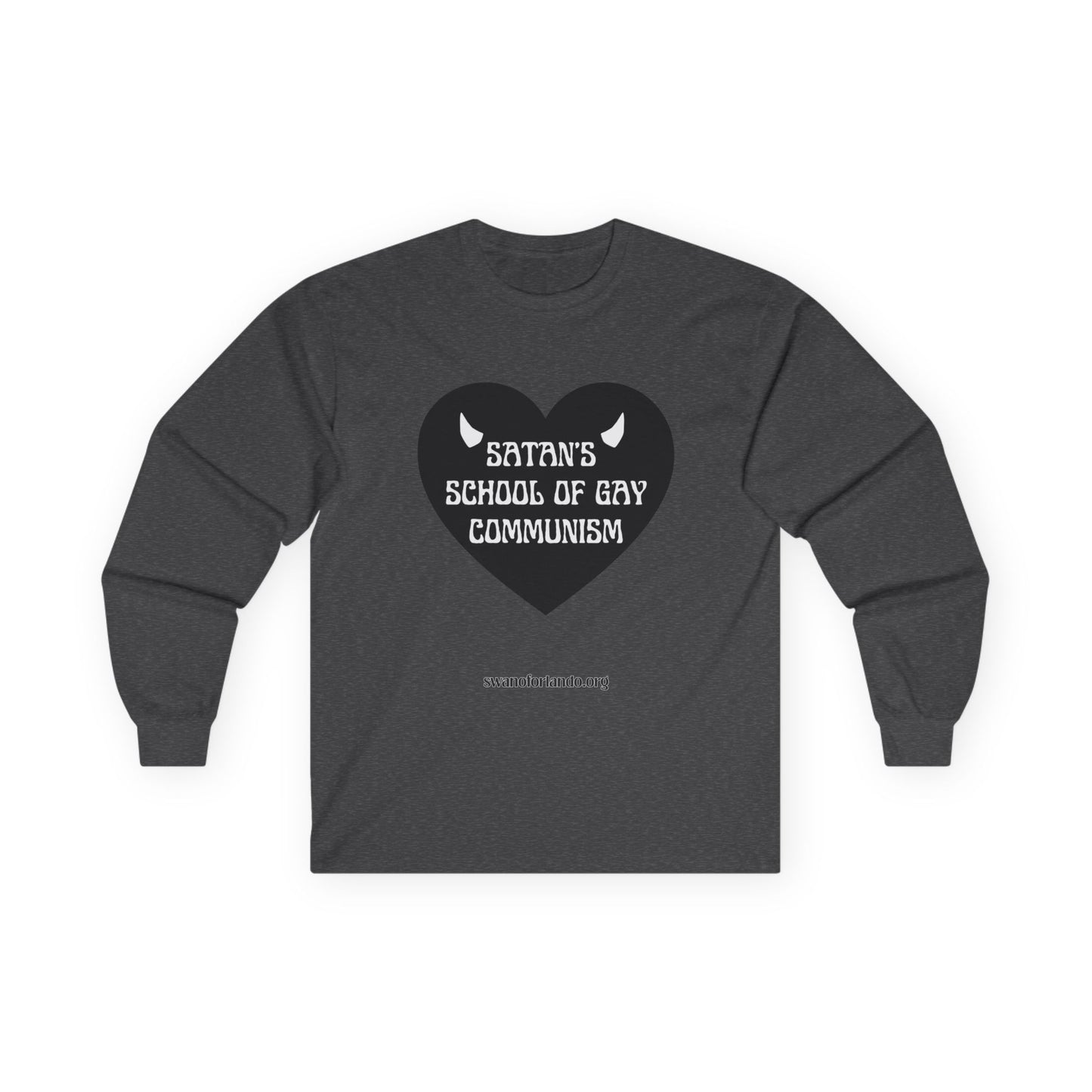 Long Sleeve Tee — "Satan's School of Gay Communism" Black Heart