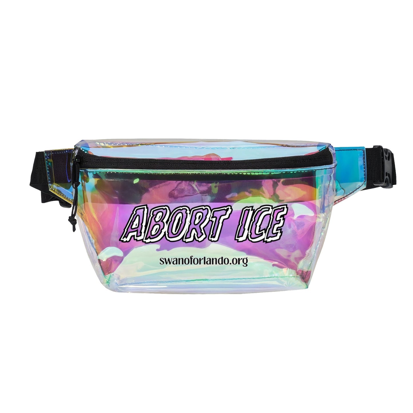 Fanny Pack — "Abort ICE" Clear & Black PVC Waist Bag