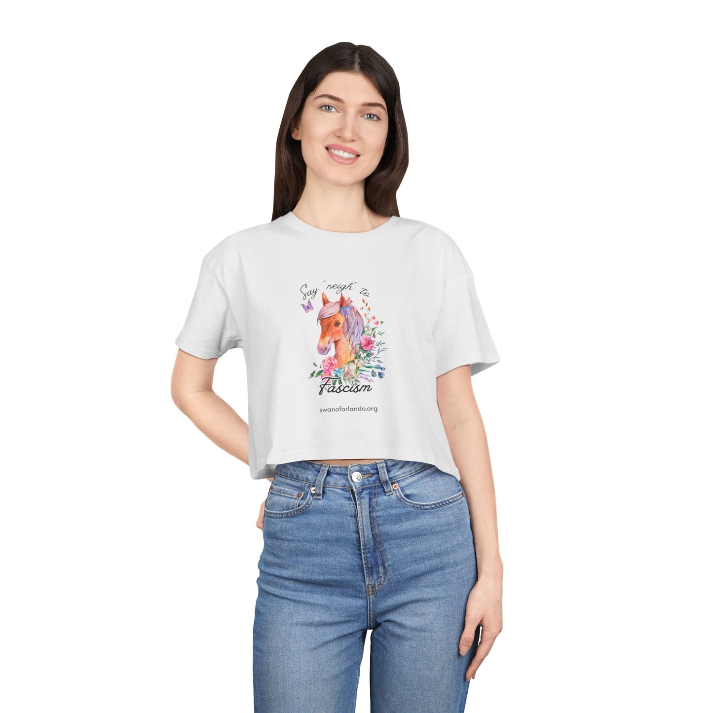 Say "Neigh" to Fascism Crop Tee