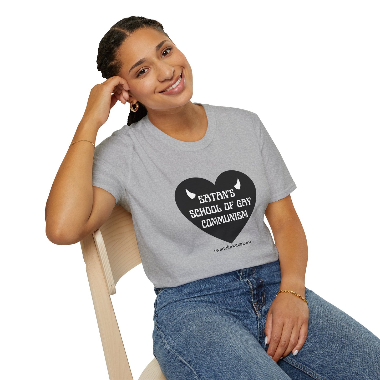 "Satan's School of Gay Communism" Black Heart Graphic T-Shirt