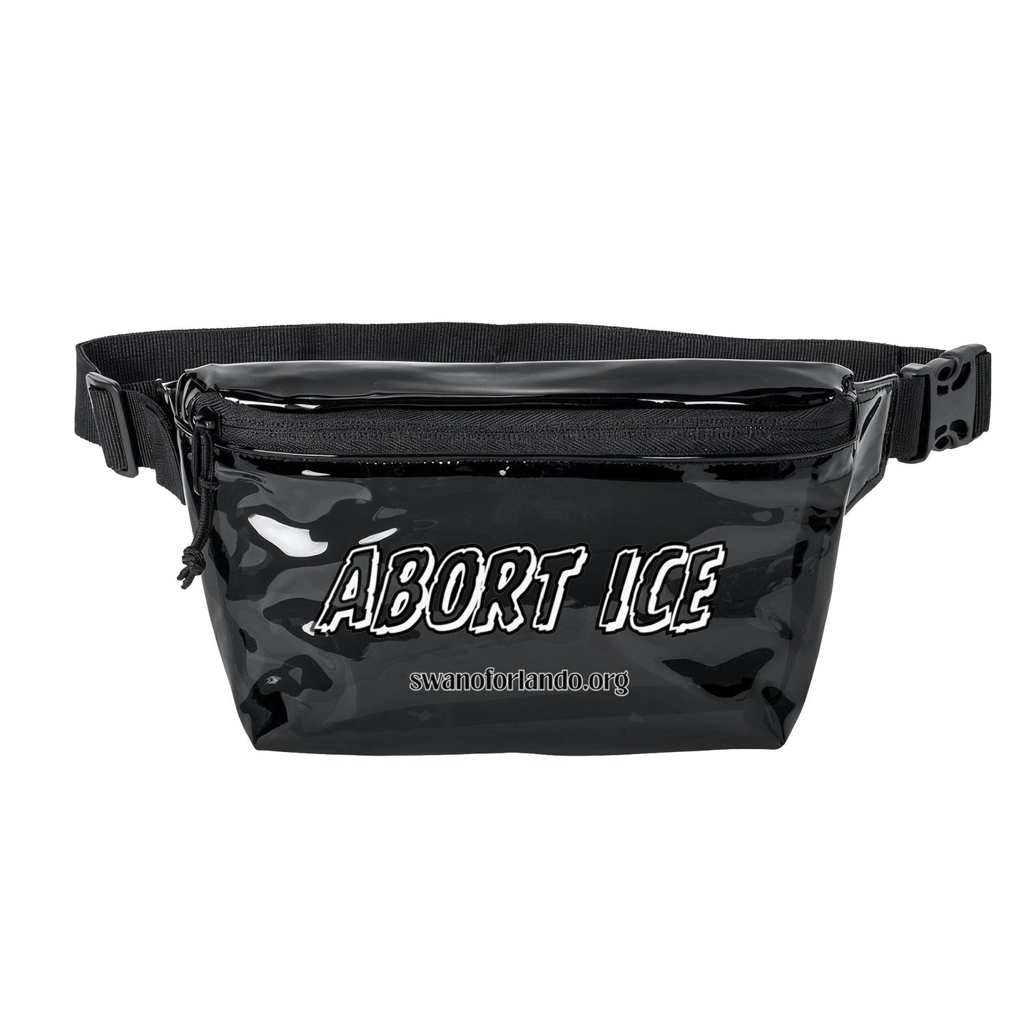 Fanny Pack — "Abort ICE" Clear & Black PVC Waist Bag