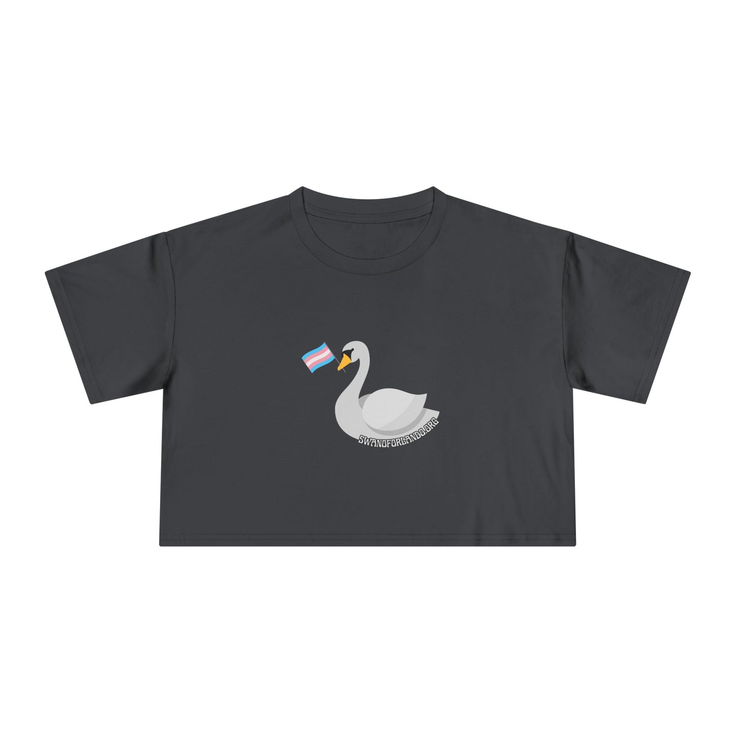 Crop Tee — “Trans Pride Swan” Feminist Graphic Crop Top
