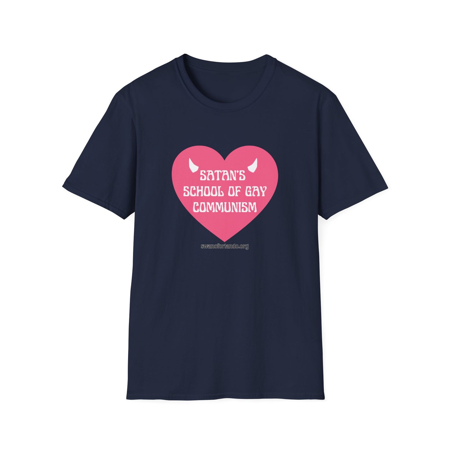 "Satan's School of Gay Communism" Pink Heart Graphic T-Shirt