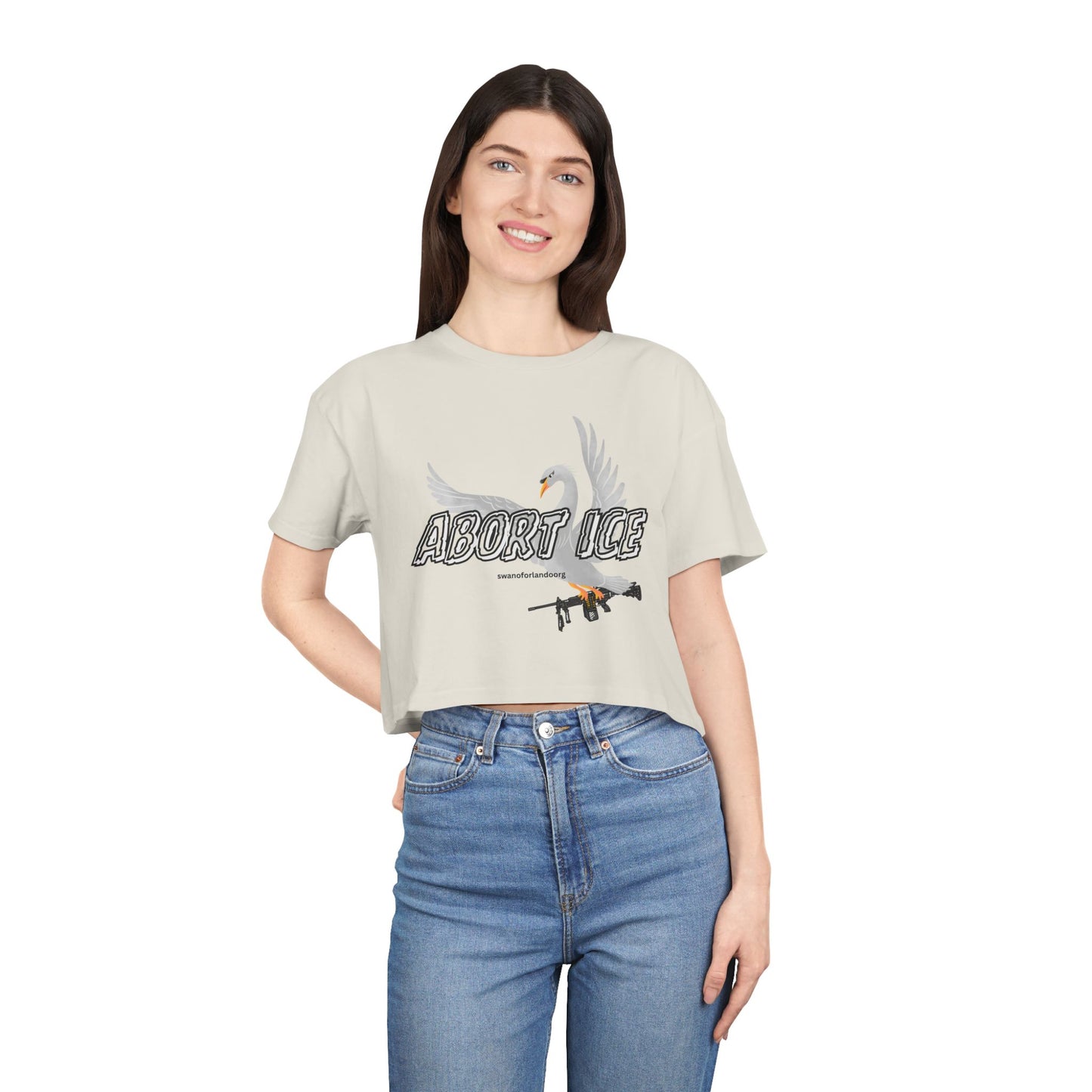 Crop Tee — “Abort ICE” Feminist Graphic Crop Top