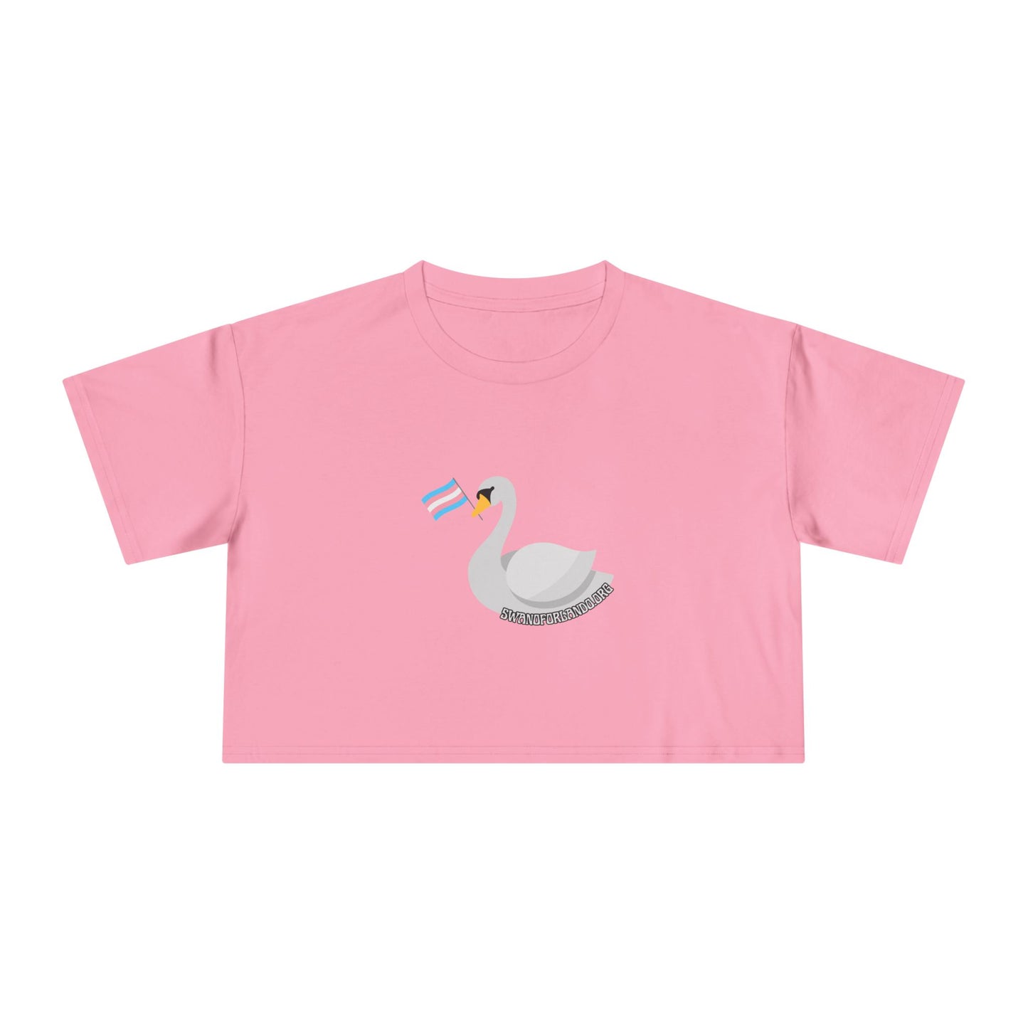 Crop Tee — “Trans Pride Swan” Feminist Graphic Crop Top