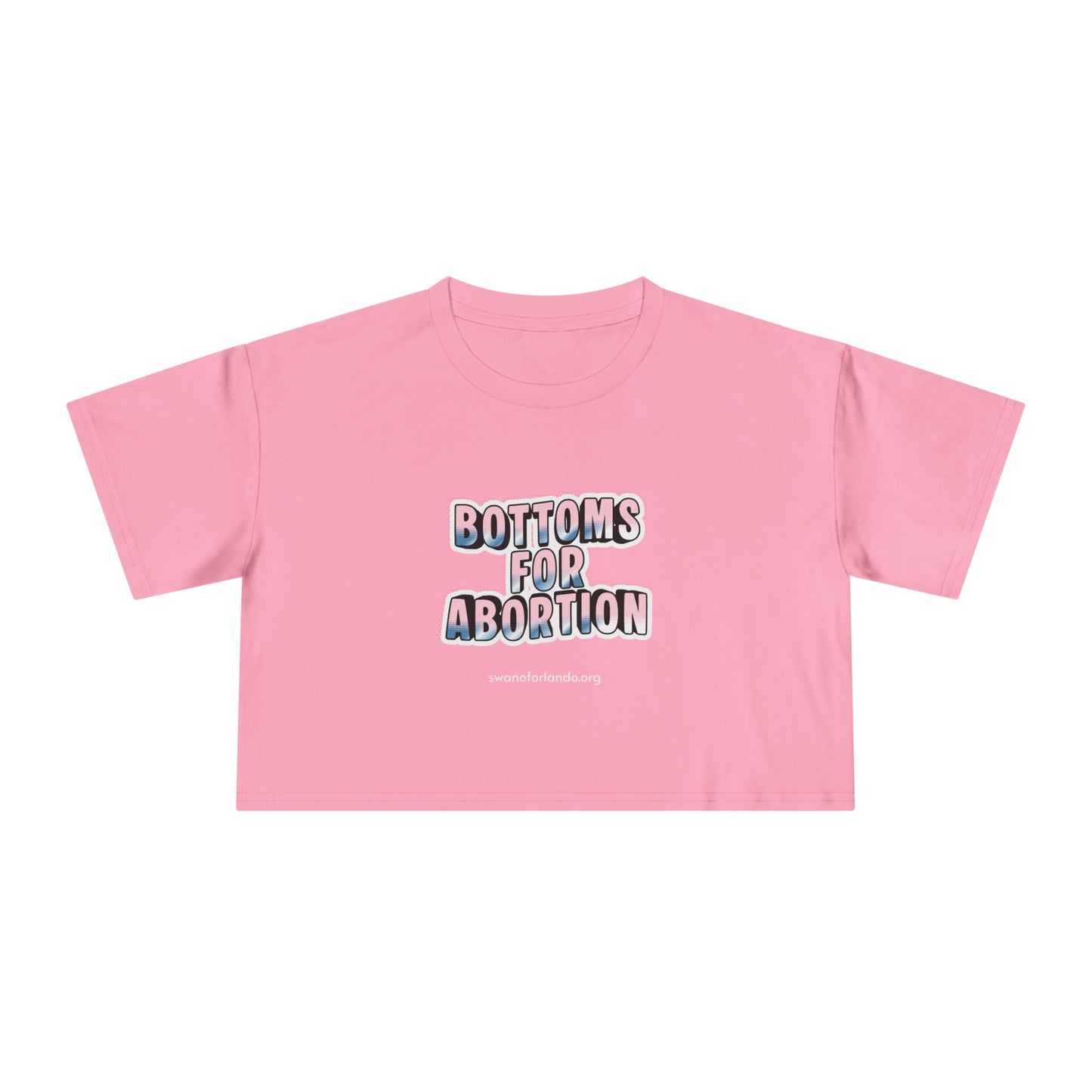 Crop Tee — “Bottoms for Abortion” Feminist Graphic Crop Top