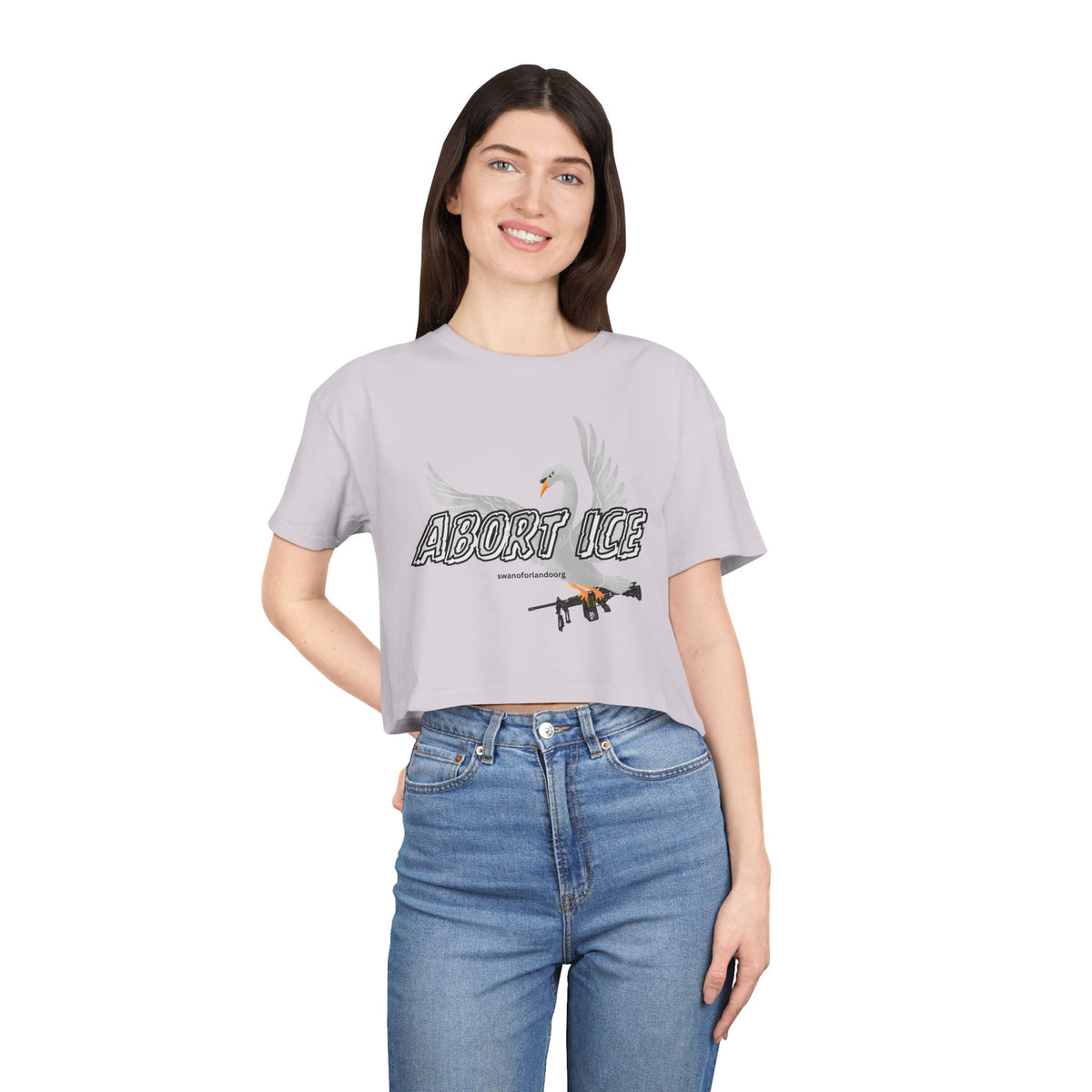 Crop Tee — “Abort ICE” Feminist Graphic Crop Top