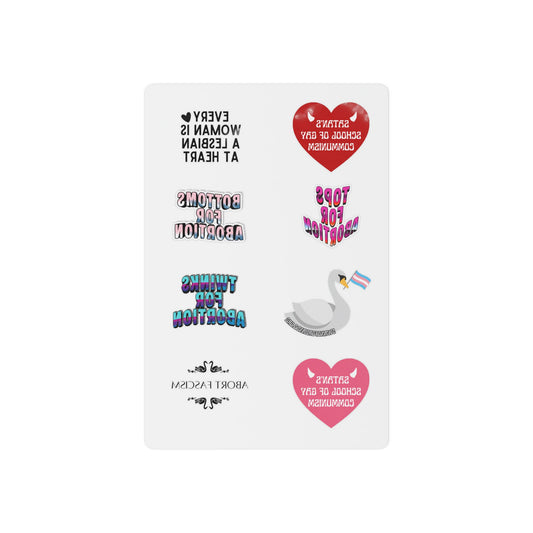 SWAN Temporary Tattoo Sheet — Hearts, Slogans & Swan Designs