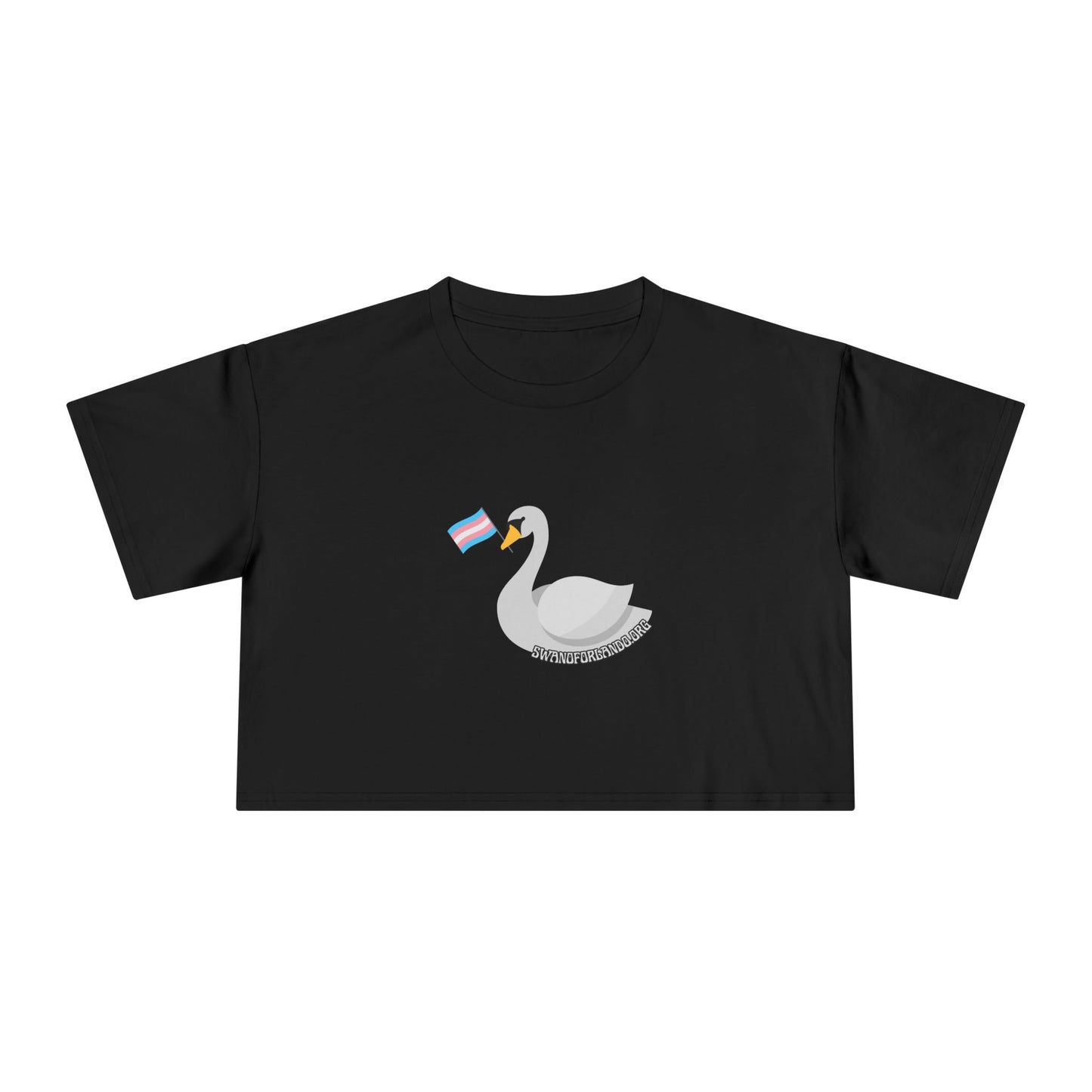 Crop Tee — “Trans Pride Swan” Feminist Graphic Crop Top