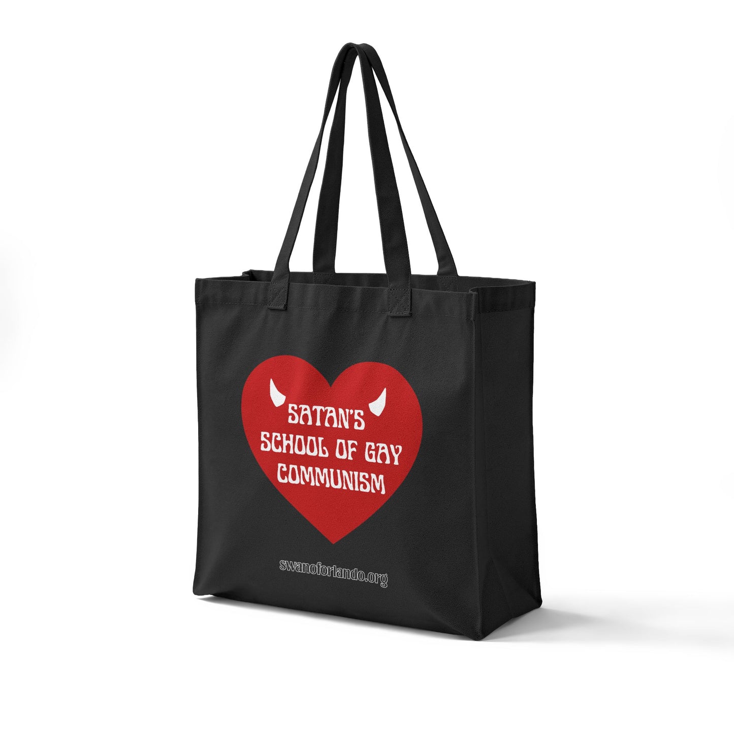 Tote Bag — "Satan's School of Gay Communism" Heart Design Canvas Grocery Tote